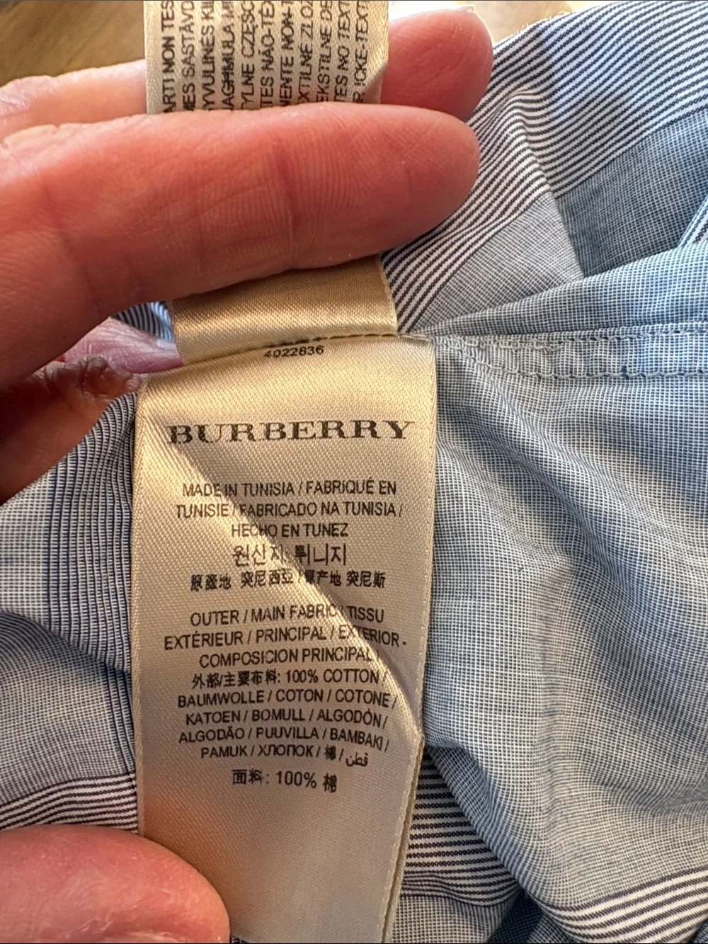 Burberry Light Blue and dark blue  Plaid Short-Sleeve Button-Down Shirt, s